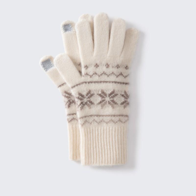 100% Cashmere Knitted Fingerless Gloves Men Women Warm Winter Driving Touchscreen Compatible