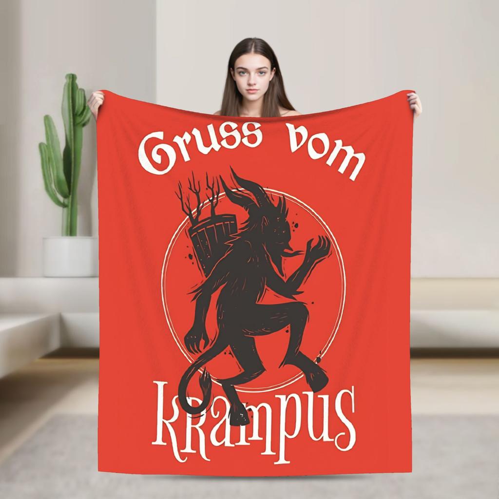 Soft Blanket Travel Office Merry Krampus Horror Bedding Throws  Flannel Bedspread For Couch Chair Street Trend Sofa Bed Cover