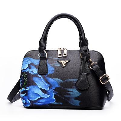 

Fashi Elegant Shell Bag Women Flower Printing Totes Shoulder Crossbody Bags High Quality PU Leather Luxury Handbags for Women чёрный