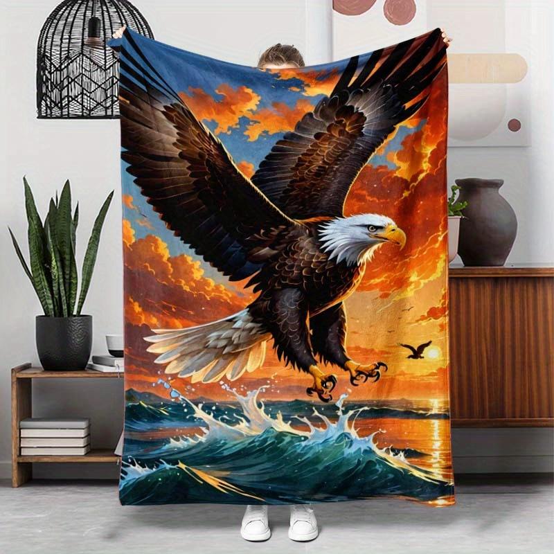 1pc Eagle Pattern Flannel Blanket, Lightweight and Soft Throw for Family & Friends Gift 130x150cm51x59in