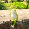 Yousheng Frog Garden Statue Lotus Leaf Sitting Frog Figurine Cute Resin Frog Sculpture for Outdoor Yard Garden Pond Home Office Desk Tabletop Decor