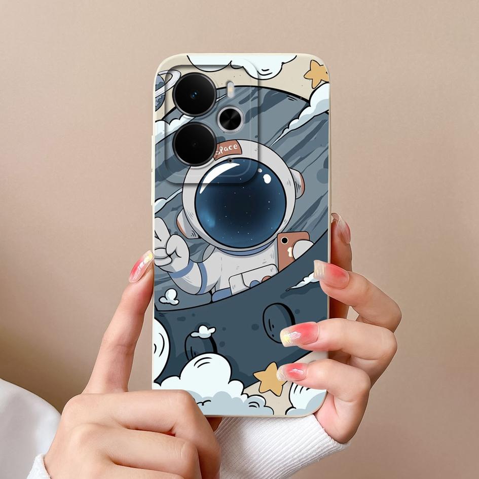 Custodie per telefono carine da astronauta per Oppo Realme C75x 14 14T 14X P3 Narzo 10 30 60 A5 Pro Silicone liquido liscio di alta qualità Guscio antiscivolo per custodie Oppo