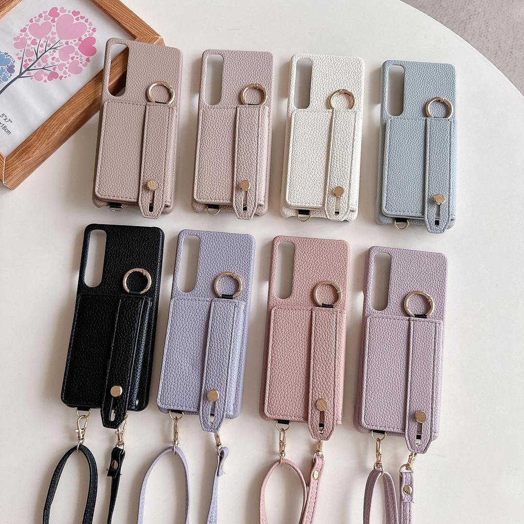 Wrist Strap Crossbody Ring Holder Magnetic Wallet Leather Case For Sony Xperia 1V 10V 5V 5IV 10IV 1IV 5V Long Lanyard Bag Cover