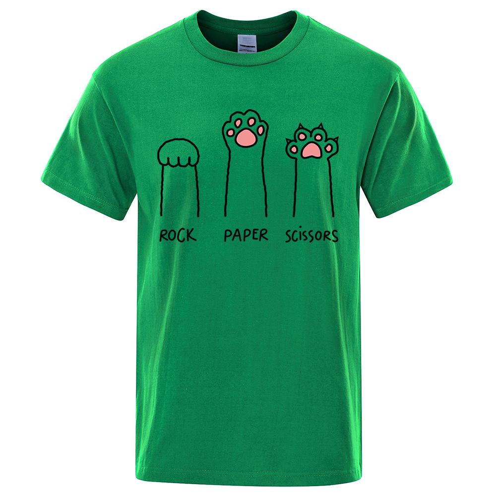 

Камень Ножницы Бумага Смешной Принт Кота Одежда Мужская Мода Футболка Оверсайз Повседневные Топы с Круглым Вырезом Летняя Хлопковая Свободная Футболка Пара 4XL