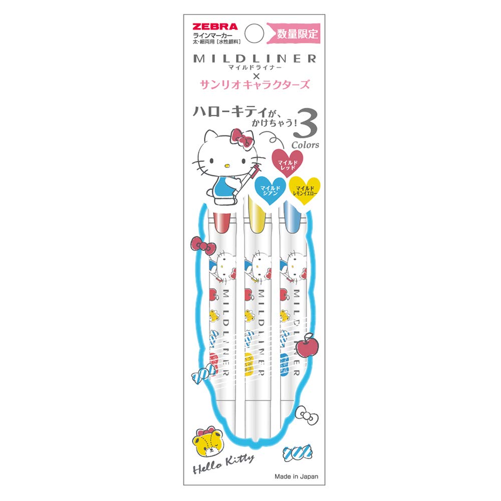 

Zebra Mildliner Sanrio Hello 3 Хайлайтер, Китти, Цвета, WKT7-SR-3C-KT