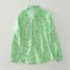 DIMANAF 2025 New Plus Size Women Tops Shirts Tees Green Casual Loose Blouse Autumn Print Cotton Long Sleeve