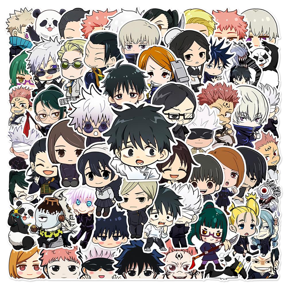 50/80/100pcs Vintage Jujutsu Kaisen Anime Stickers for Kid Toy DIY Laptop Skateboard Car Kawaii Cartoon Decoration Sticker Decal