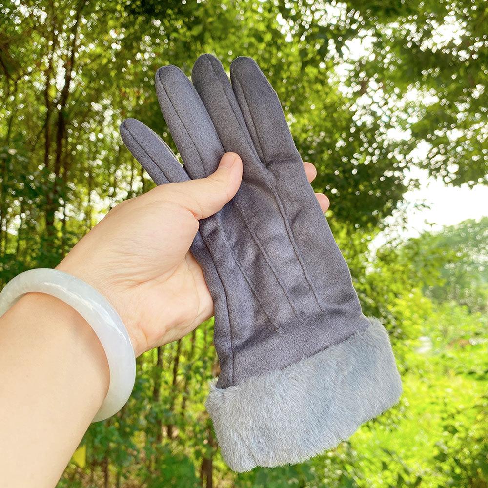 New gloves women's autumn and winter touch screen fleece warm suede gloves cycling winter thickened cold gloves