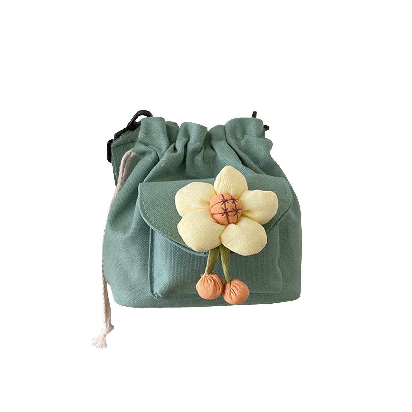 Канвасная сумка через плечо Корейская версия Универсальная Маленькая сумка на шнурке Женская Цветочная Милая сумка Сумка One Size 950₽