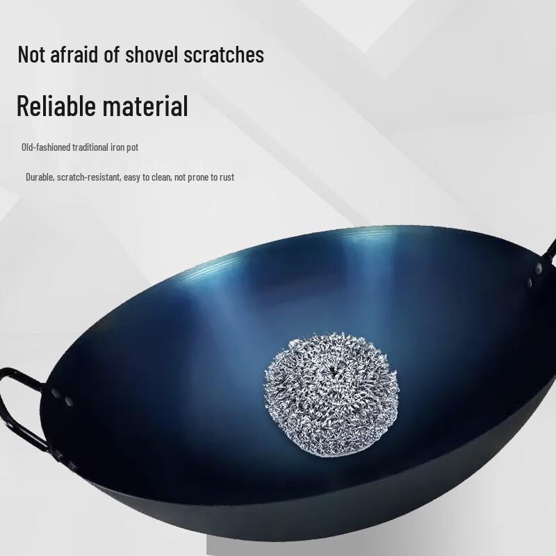 Traditioneller Gusseisen-Wok mit rundem Boden und zwei Griffen