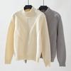Vintage Solid Color Loose Stand Collar Long Sleeve Knitwear Cardigan Sweater Top for Autumn Winter