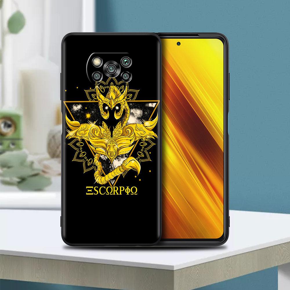 Custodia Per Xiaomi Mi Poco X3 NFC M3 Pro F3 GT M4 F1 12 11 Litre 12X Note 10 9T Nera Morbida Cover per Telefono Anime Saint Seiya Logo