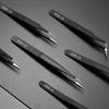 Black Anti-Static Stainless Steel Curved Tweezers for Phone Repair, Bird's Nest Plucking, and Manicure (ESD Safe)