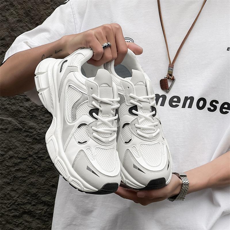 

2025 new men s casual sports shoes mesh platform men s shoes trendy versatile dad shoes men s YH02 39 чёрный