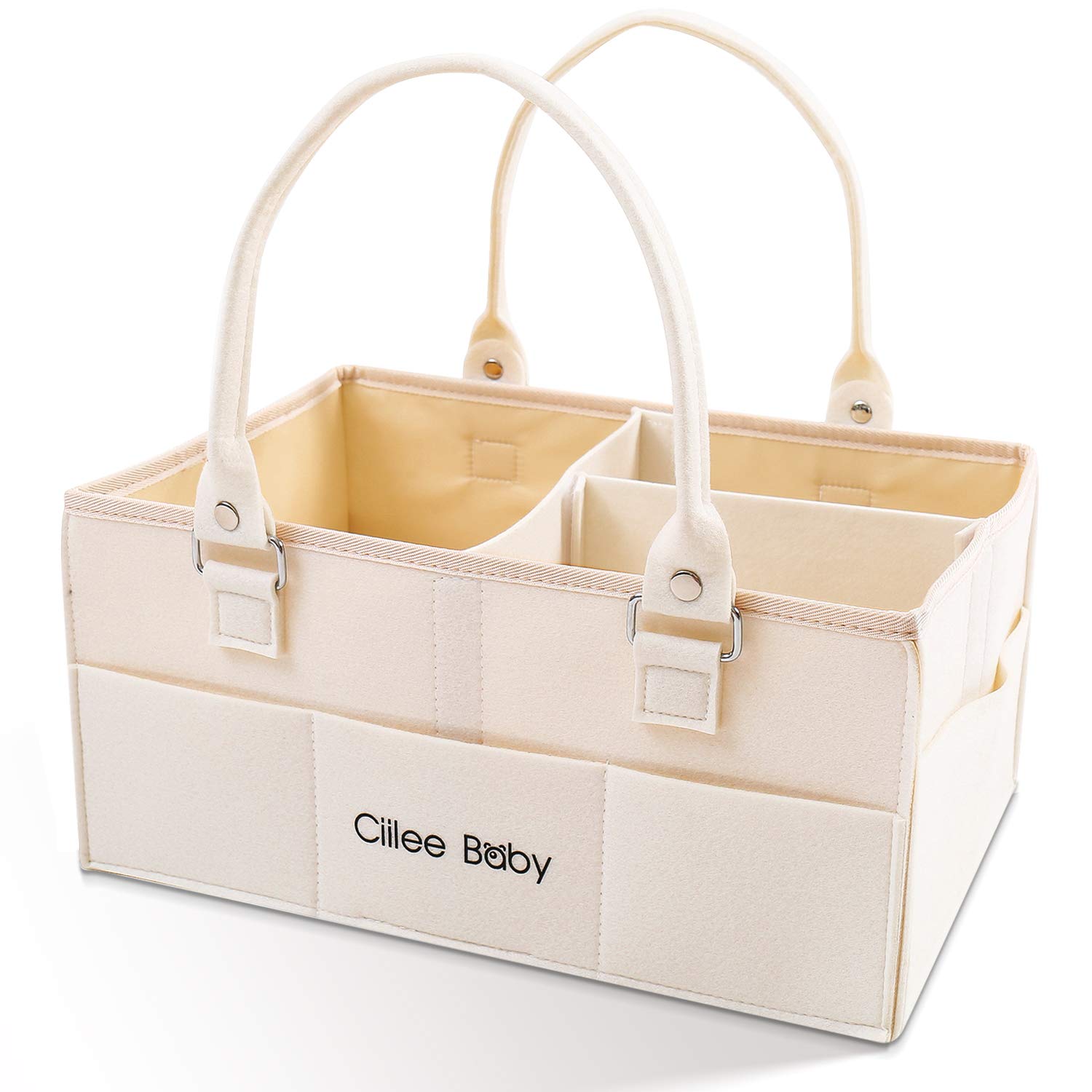 

Ciilee Baby Diaper Storage Large Capacity with Detachable Foldable Baby Storage Car Travel Small Lightweight Baby Supplies Organizer Compartments Bag, бежевый