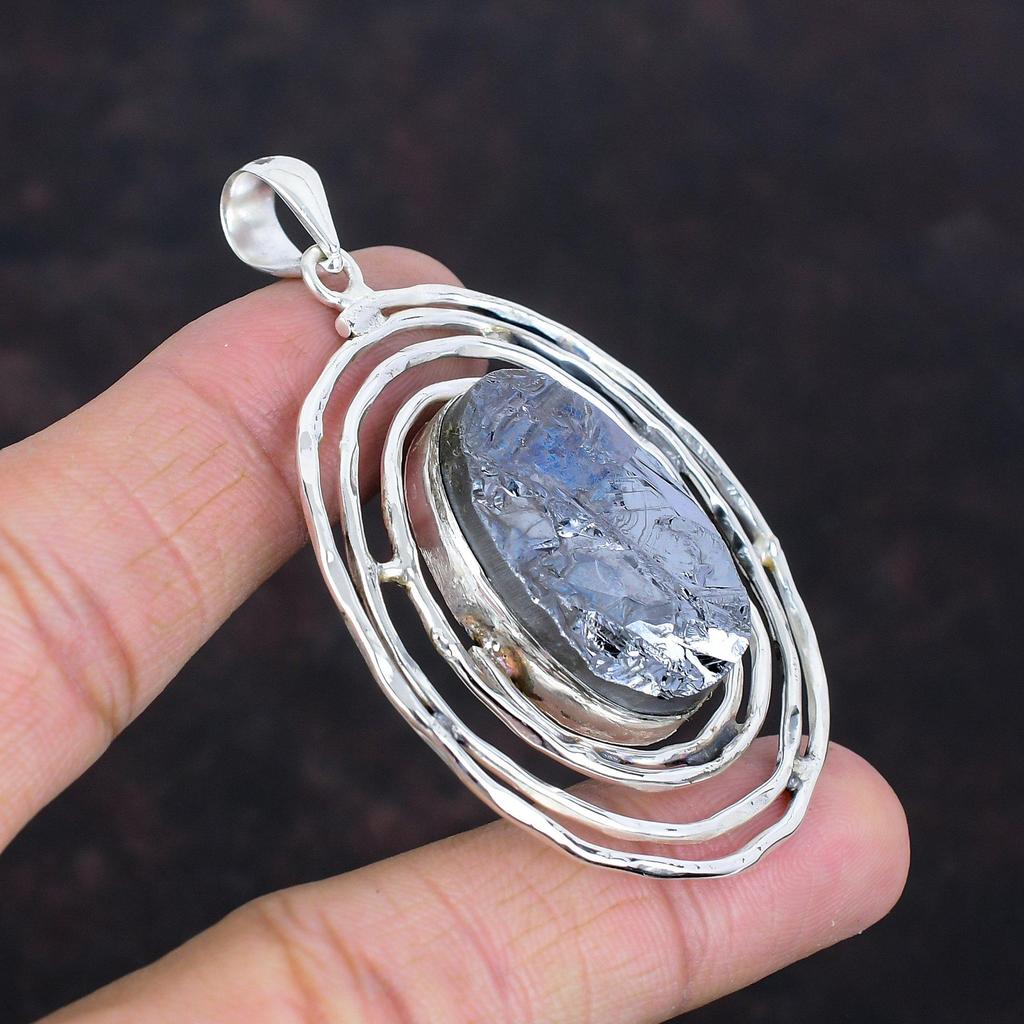 Shungite Rough Pendant Natural Gemstone Pendant 925 Sterling Silver Pendant Handmade Jewelry Unique Style Pendant Gifts For Him Boho Pendant