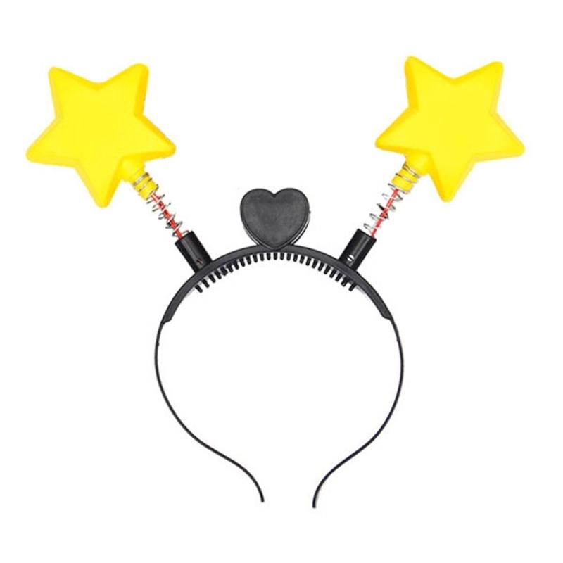 

LED Bouncing Star Shape Headband Lovely Hair Hoop Xmas Performances Headpiece Festival Presents for Couple Child жовтий