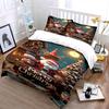 Christmas Santa Snowman Decor Bedding Duvet Cover Set Duvet Cover Pillowcases  (1*Duvet Cover 2*Pillowcases, Without Duvet Insert)