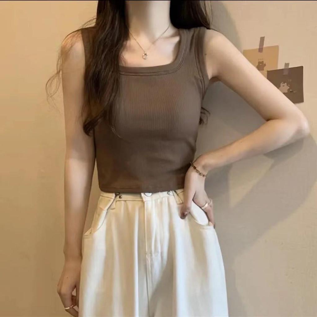 Women's Slim-Fit Brushed Fleece Thermal Vest with Chest Pads - Sleeveless Autumn/Winter Top