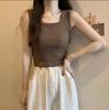 Women's Slim-Fit Brushed Fleece Thermal Vest with Chest Pads - Sleeveless Autumn/Winter Top
