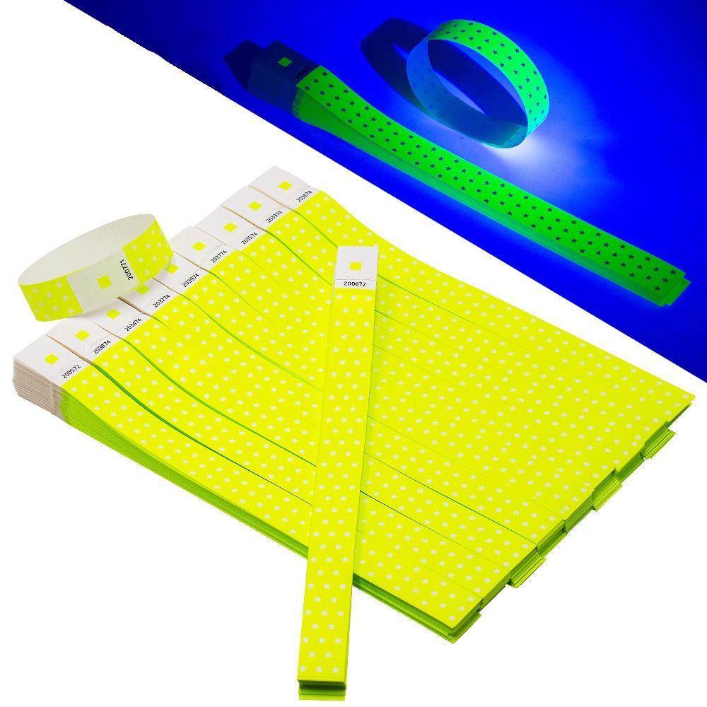 100Pcs Fluorescent Color Paper Fluorescence Wristbands Event Ticket Wristbands  for Concerts