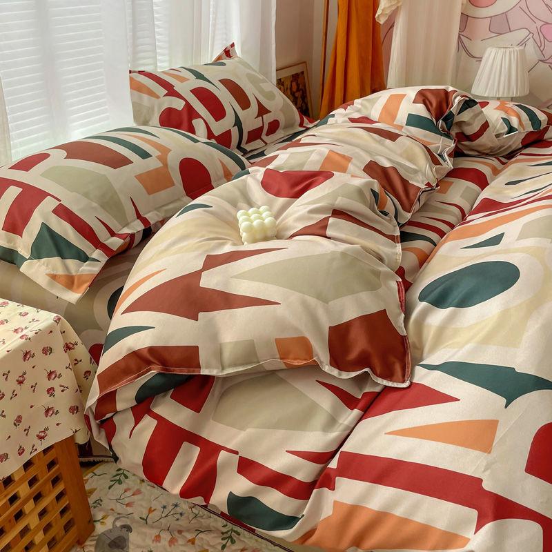 Thickened Four-piece Cotton Bedding Four-piece Cotton Single and Double Quilt Cover Three-piece Dormitory