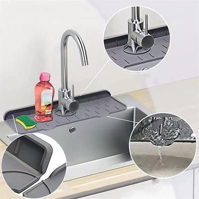 Faucet Drain Mat Kitchen Bathroom Prevents Water Splashes Keeps Countertop Dry Quick Drainage Non-skid Leakproof Faucet Drip Protector Sink