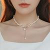 Double Pearl Neck Chain Lily of the Valley Choker Collarbone Chain Female Retro Light Luxury Necklace