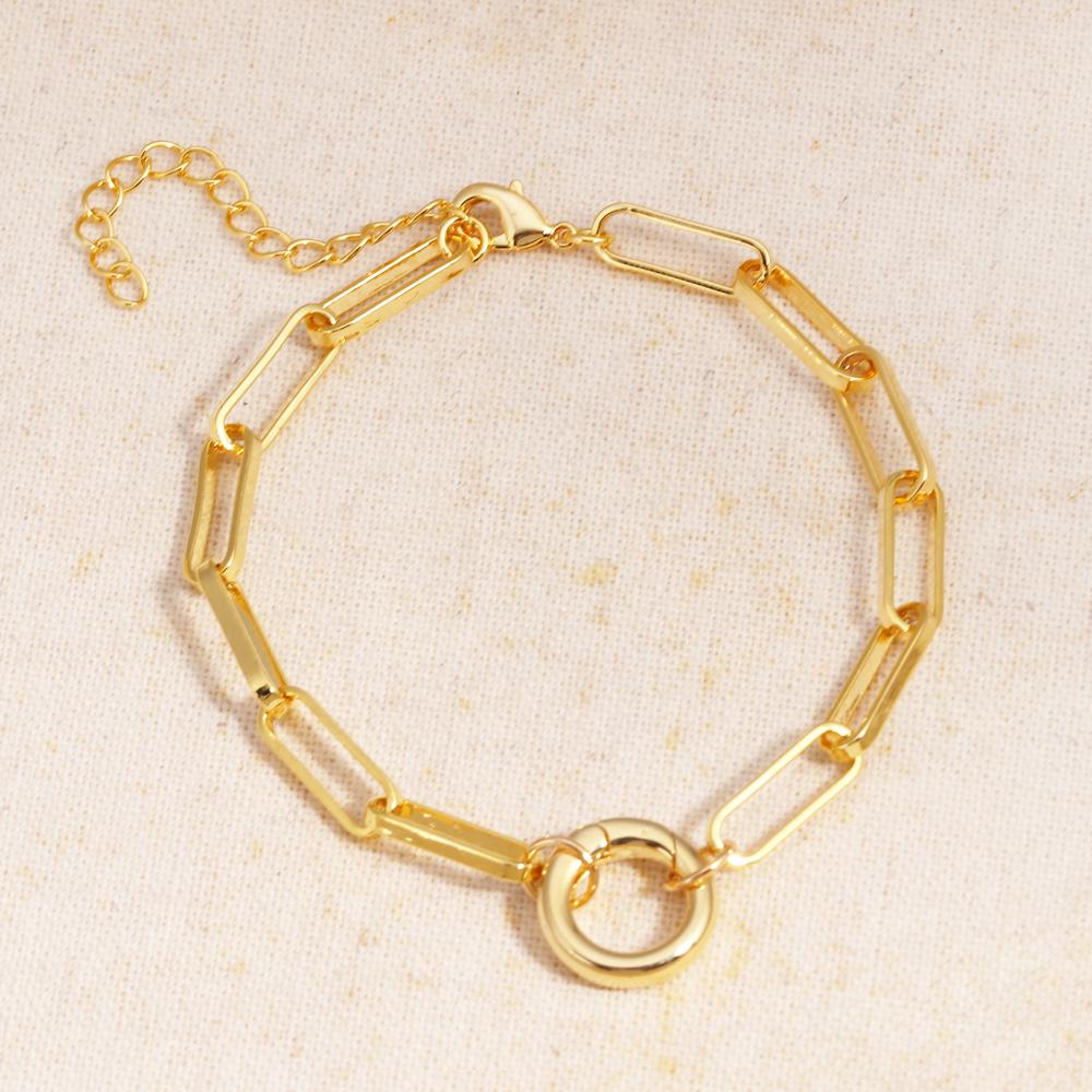 

Fashion Cuban/Paperclip Chain Necklace for Women 18K Gold Plated Mix Open Circle Spring Snap Clasp for DIY Jewelry Pendant