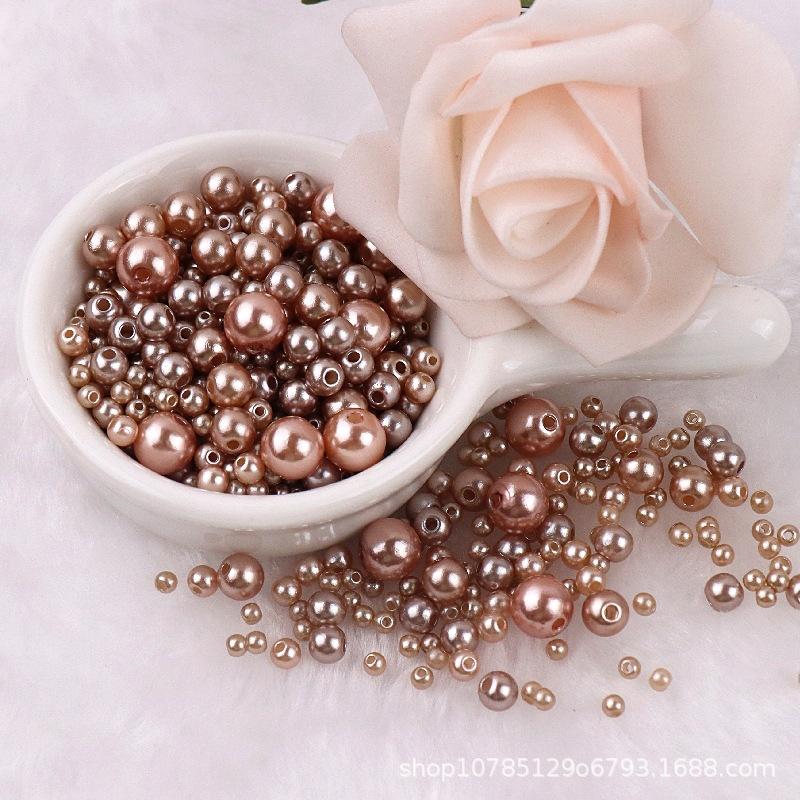 3-8mm Straight Hole Round ABS Imitation Pearl Multicolors Round Acrylic Beads Loose Beads for DIY Craft Scrapbook Decoration