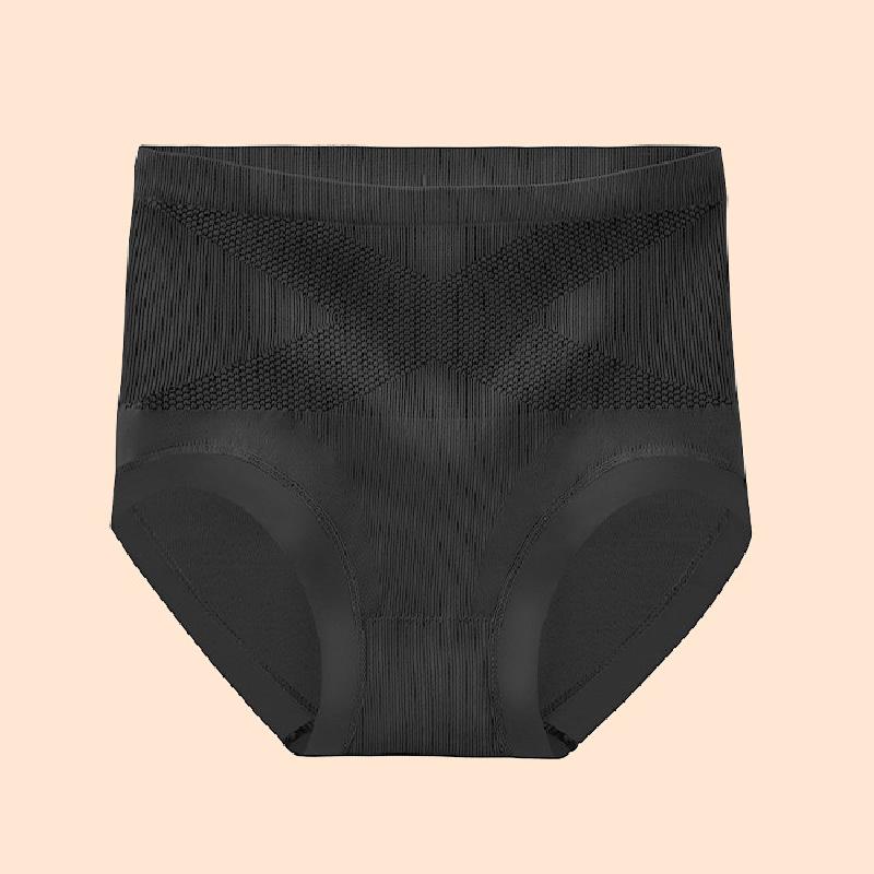 

1 шт. Трусы-треугольники Компрессия живота Высокая талия Подтяжка бедер Дизайн X-бандажа Бесшовное нейлоновое женское корректирующее белье чёрный