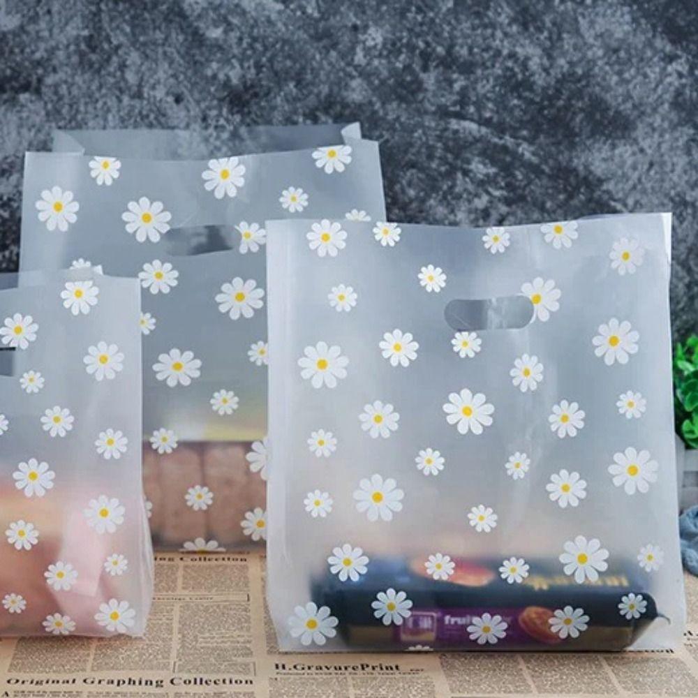 50pcs Durable Plastic Shopping Bag Pretty Transparent Cookie Bags Cake Wrapping Bag  Food Packaging