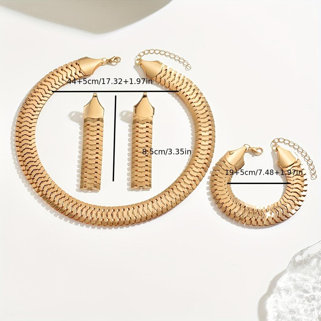 3pcs Jewelry Set 14K Golden Plated Classic Punk Style, Iron Metal, Daily & Party Wear, Versatile for All Seasons