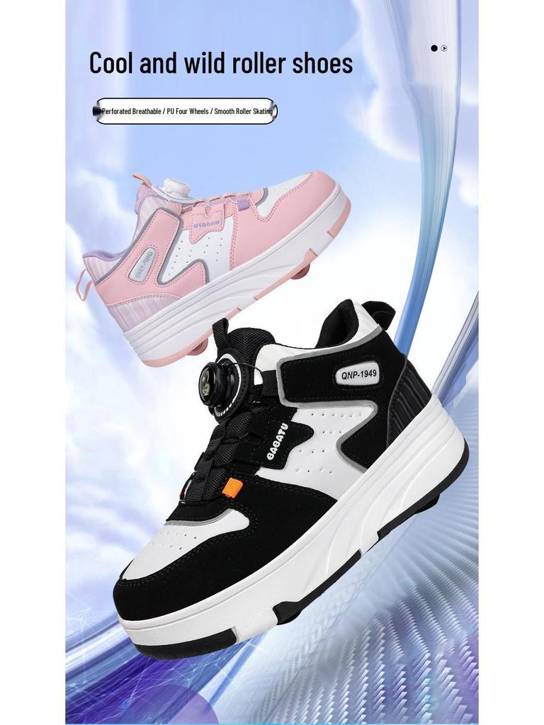 2025 A/W Unisex Kids' Two-Wheel Sports Shoes with Rotating Button