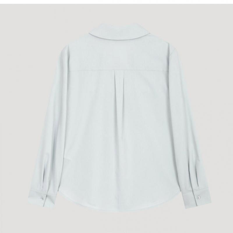 [She S MiSS] Minimalistisches Hemd mit offenem Kragen SwwSto12040 Mi