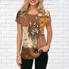 Summer Round Neck 3D Floral Patchwork Print T-shirts Fashionable Casual Short Sleeved Women's T-shirts