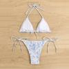 Ins Style Three-point Sexy Fashion Printed Bikini, Strap Backless Neck Swimsuit European and American Swimsuit Women
