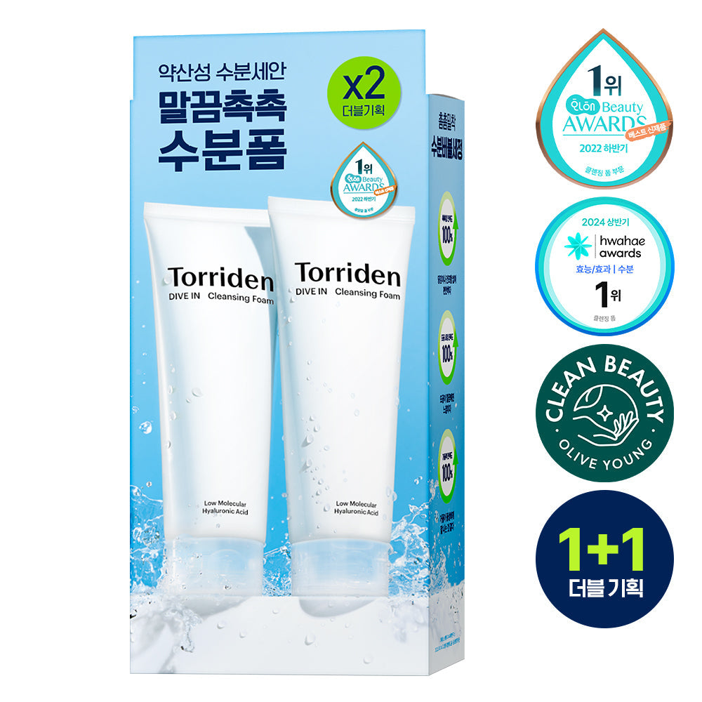 Torriden Dive In Low Molecular Hyaluronic Acid Cleansing Foam 150ml (1+1, 300ml Total)