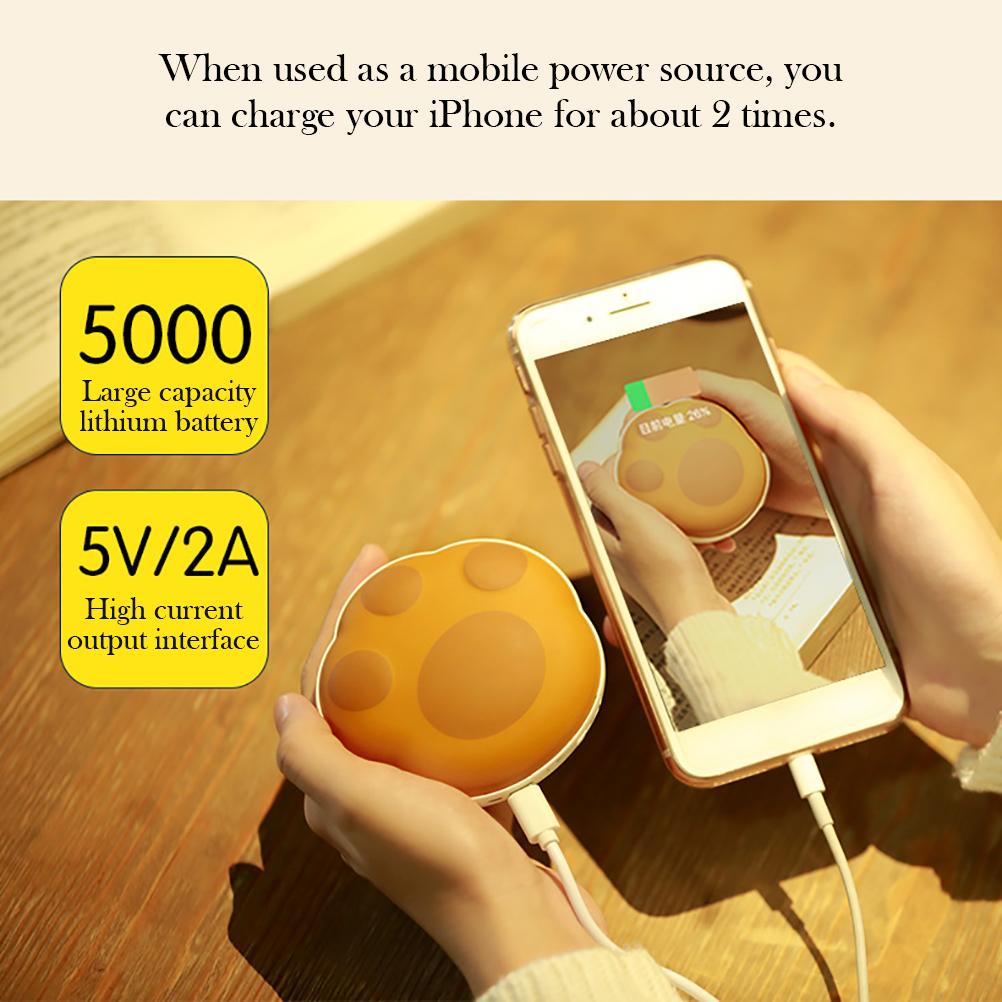 Kreskówkowy Niedźwiedzi Łapa Ogrzewacz do Rąk Grzejnik 5000mAh USB Ładowalny Power Bank Ogrzewacz do Rąk Prezent