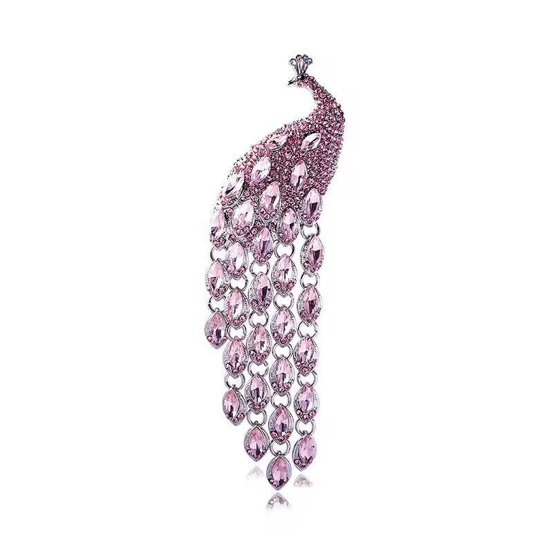 Diamond-innebygd tungindustri mote All-Match Peacock brosje