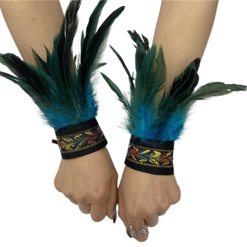 Ethnic Wrist Cuffs Vintage Women Men Cosplay Costume Accessory Feather Wristband Feather Wristband Vintage Bracelet