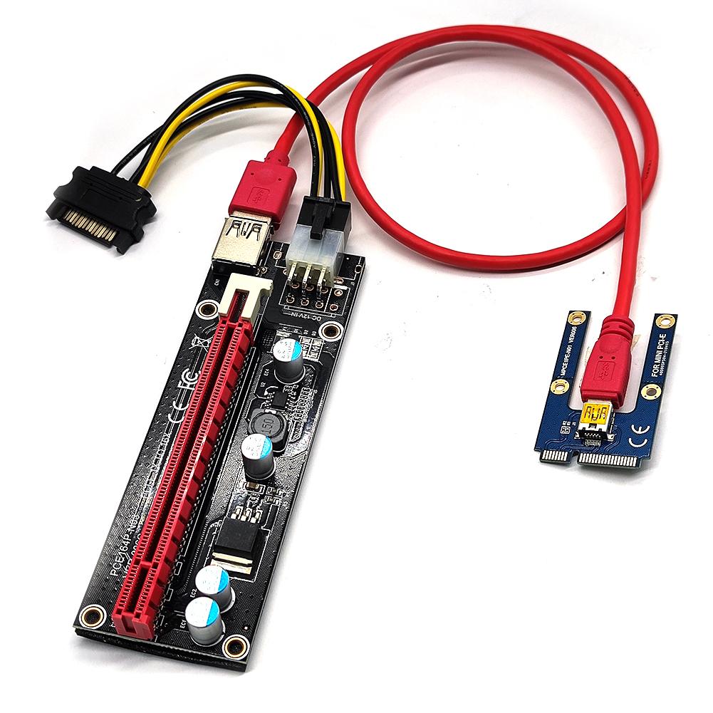 USB 3.0 PCIE Riser SATA to 4/6 Pin 16X Extender PCIE Adapter Card Mini Power Cable Adapter for PC Desktop
