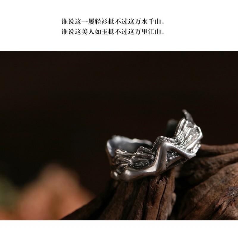Adjustable Open Ring Couples Vintage Geometric Design Plated Romantic Matching Rings Men Women