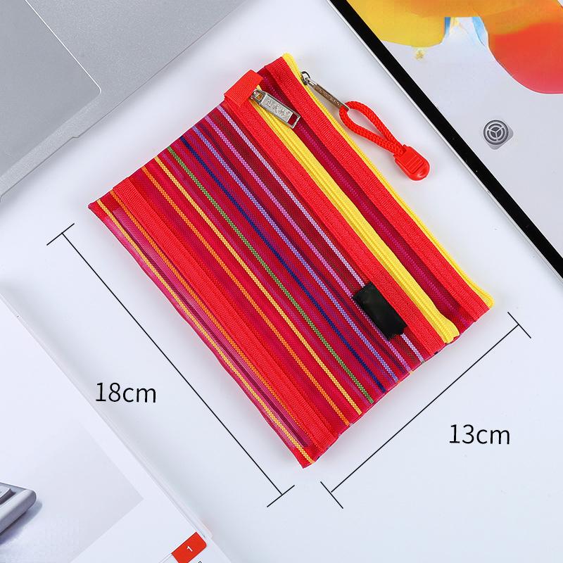 

A6 красочная двухслойная сетчатая сумка для хранения, ежедневная косметичка, косметичка, портативный держатель для карт, органайзер для наушников, портмоне красный