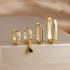 4PCS Luxury Gold Plated U-shape Hoop Earrings Set for Women Geometric Pendant Huggie Punk Unisex Rock Earring Piercing Jewelry