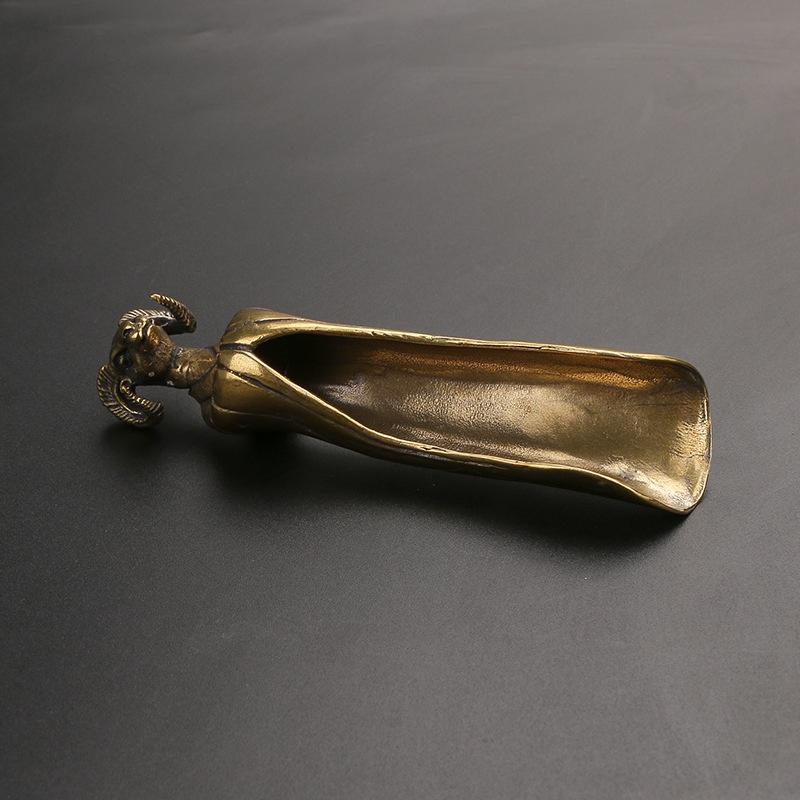 New Tea Scoops Shovel Brass Copper Goat Head Coffee Black Tea Spoon Powder Teaspoon Teaware Tea Ceremony Ice Cream