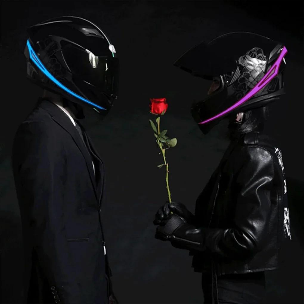 Motorcycle Helmet Cold Light Mod Kit Flashing Stripe Luminous Sticker LED Night Riding Lights Motorcycle Helmet Decoration