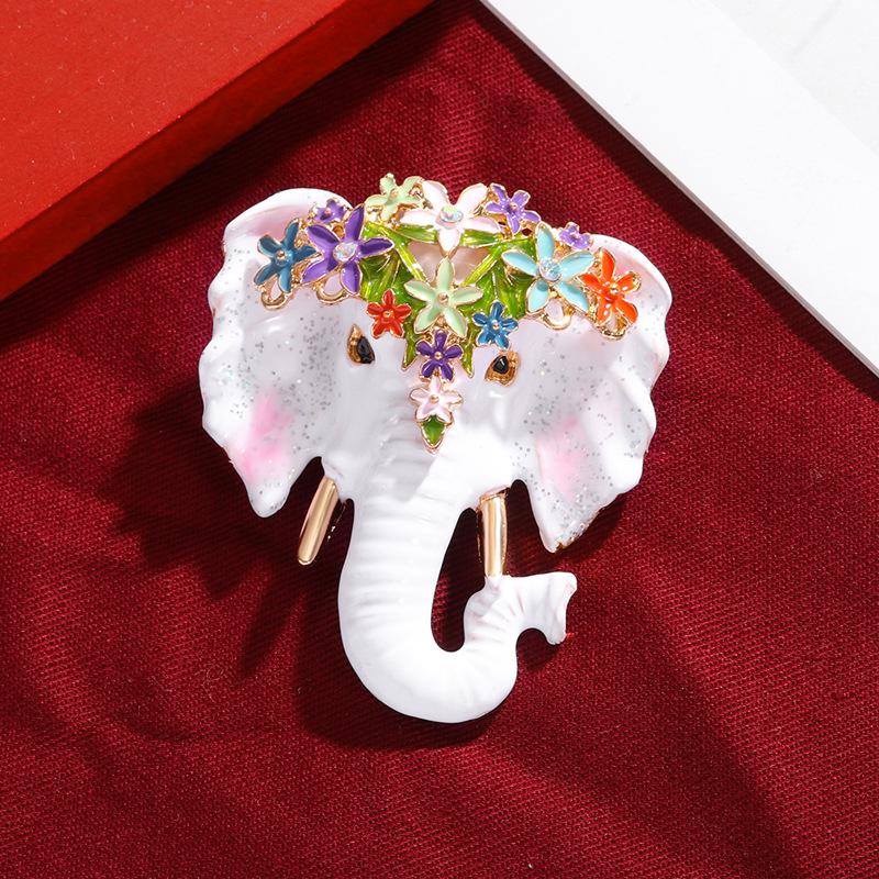 

Fashion Vintage Brooch Premium White Elephant Auspicious Animal Pin Brooch Women s Clothing Accessories