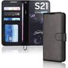 TECHGEAR Galaxy S21 Leather Wallet Case, Flip Protective Case Cover with Wallet Card Holder, Stand and Wrist Strap - Black PU...