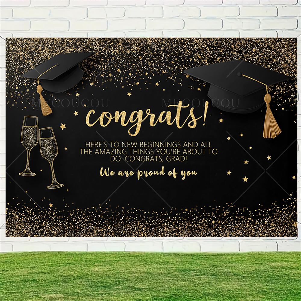 Graduate Themed Banner Customized Student Outdoor Garden Party Decorations Provided Portrait Photography Background Studio Props